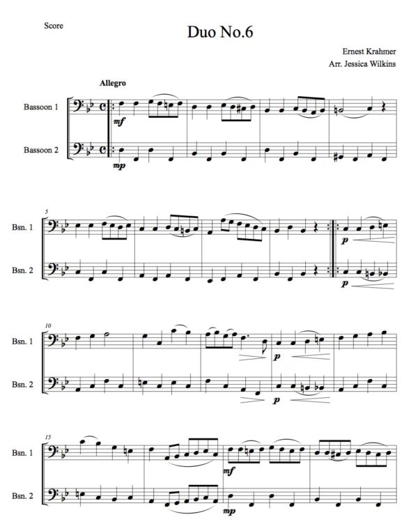 Krahmer Bassoon Duet No.6 (Digital Download)