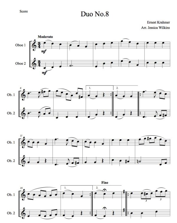Krahmer Oboe Duet No.8 (Digital Download)