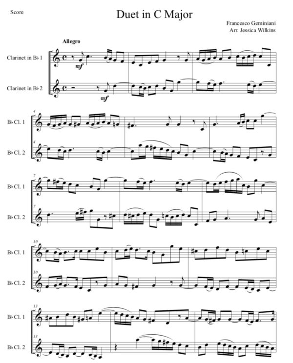 Geminiani Clarinet Duet (Digital Download)