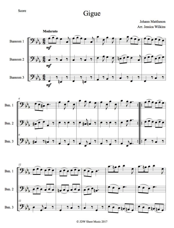 Mattheson Gigue Bassoon Trio (Digital Download)