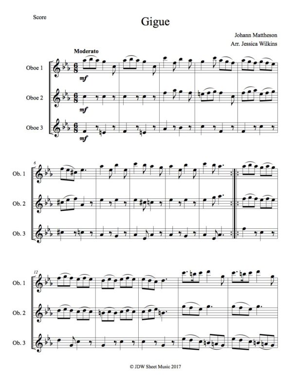 Mattheson Gigue Oboe Trio (Digital Download)
