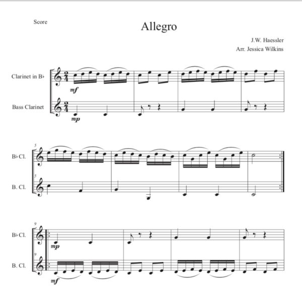 Haessler Allegro - Clarinet & Bass Clarinet (Digital Download)