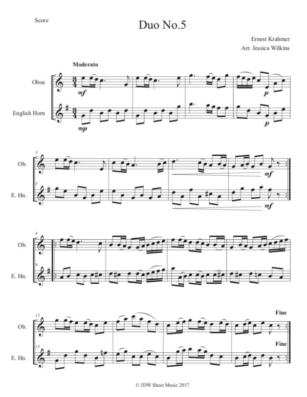 Krahmer Oboe & English horn Duet No.5 (Digital Download)