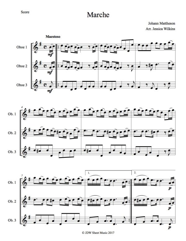 Mattheson Marche Oboe Trio (Digital Download)