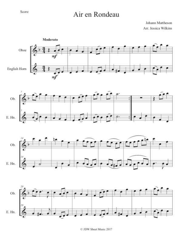 Mattheson Air en Rondeau - Oboe & English horn Duet (Digital Download)