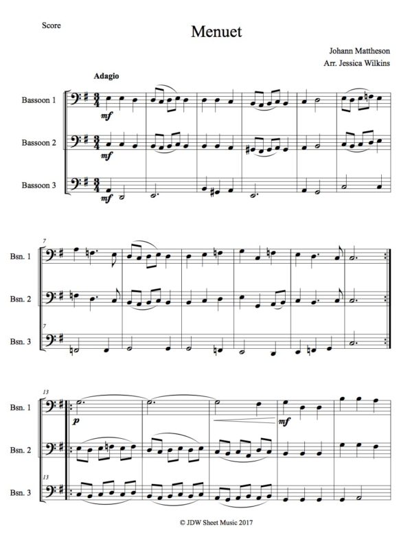 Mattheson Menuet bassoon trio (Digital Download)