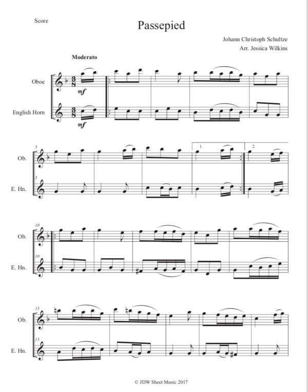 Schultze Passepied - Oboe & English horn Duet (Digital Download)