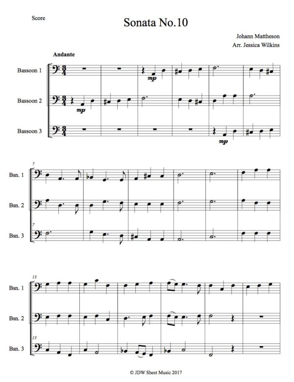 Mattheson Sonata No.10 Bassoon trio (Digital Download)