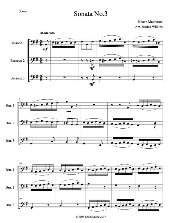 Mattheson Sonata No.3 Bassoon trio (Digital Download)