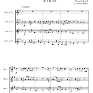Corelli Sonata Op.3 No.10 - French horn quartet (Digital Download)