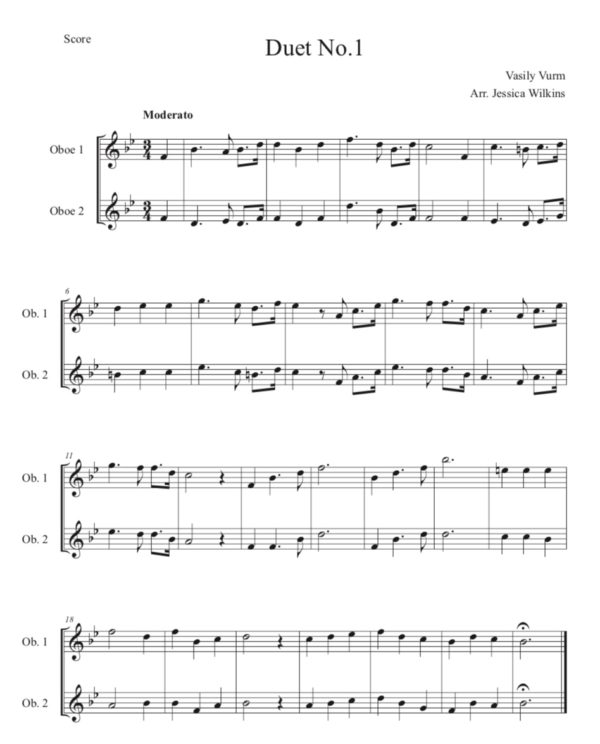 Intermediate oboe duets in B Flat Major (Digital Download)