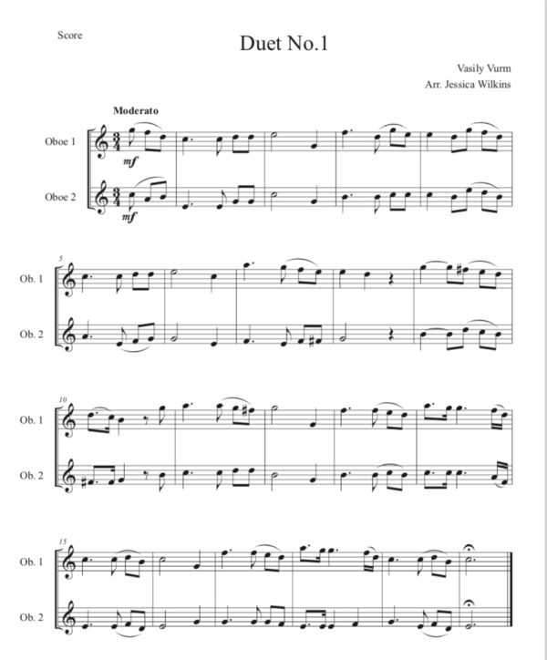 Intermediate oboe duets in C major (Digital Download)