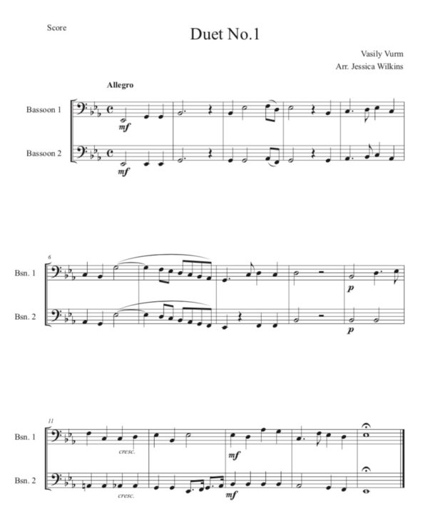 Intermediate Bassoon Duets in E Flat Major (Digital Download)