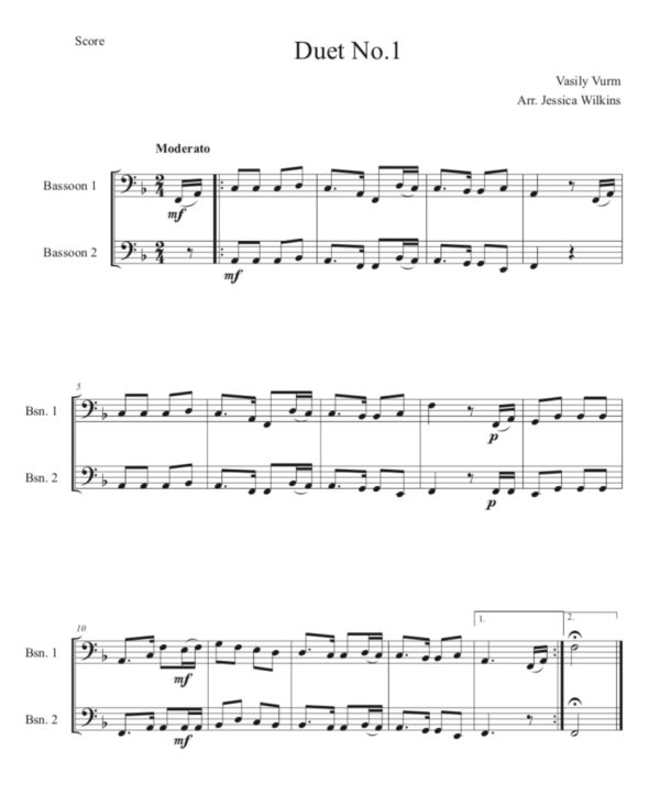 Intermediate Bassoon Duets in F major (Digital Download)
