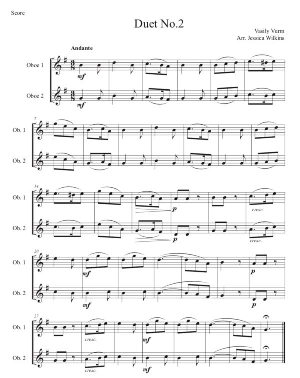 Intermediate Oboe Duets in G Major (Digital Download)