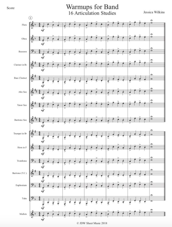 Warmups for Band: 16 Articulation Studies (Digital Download)