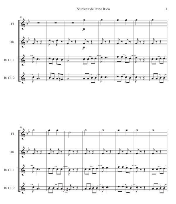 Gottschalk Souvenir de porto rico - Flute, Oboe, 2 Clarinets (Digital Download)