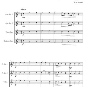 Mozart Calm of the Evening - Saxophone Quartet (Digital Download)