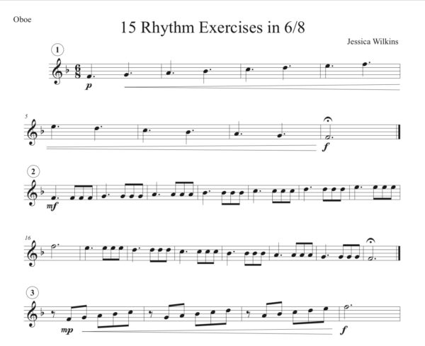 15 Rhythm Exercises in 6/8 - Solo oboe (Digital Download)