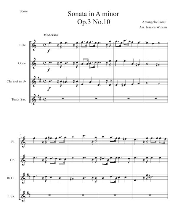 Corelli Sonata in A minor - WW Quartet (Digital Download)