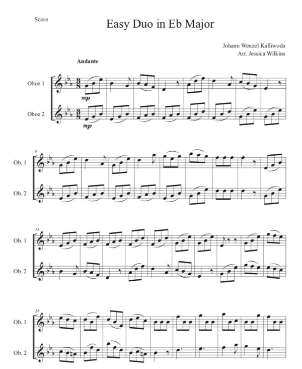 Kalliwoda Easy Oboe Duo In E Flat Major (Digital Download)