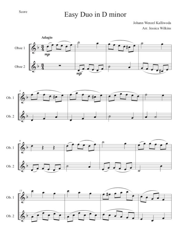 Kalliwoda Oboe Duo in D minor (Digital Download)