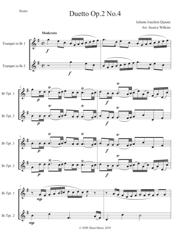 Quantz Trumpet Duet Op. 2 No.4 (Digital Download)
