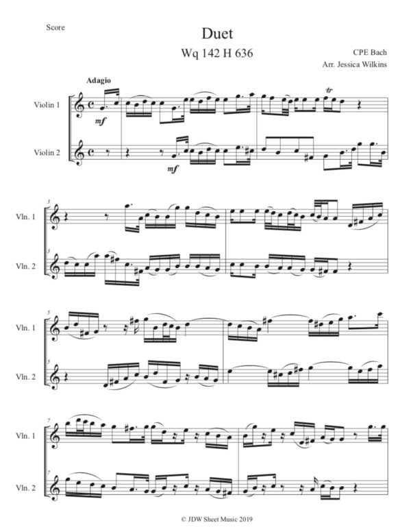 CPE Bach Violin Duet WQ 142 H636 (Digital Download)