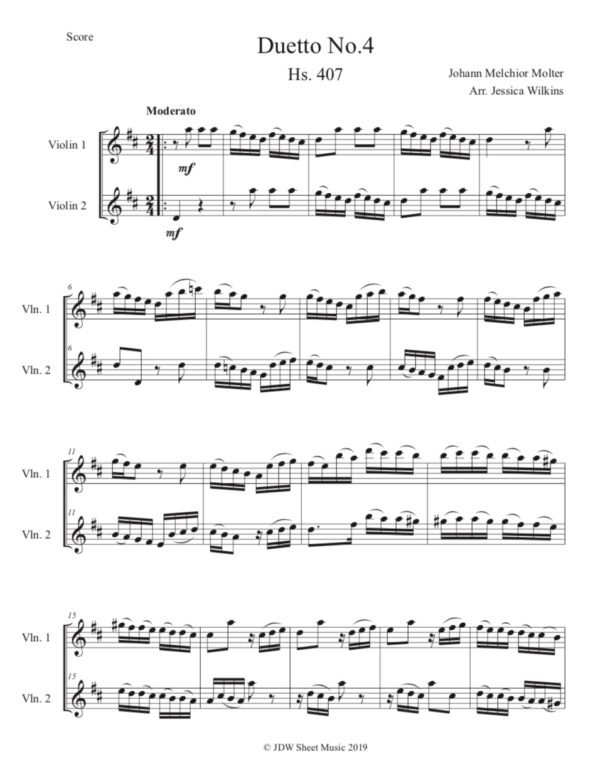 Molter Violin Duet No.4 HS.407 (Digital Download)