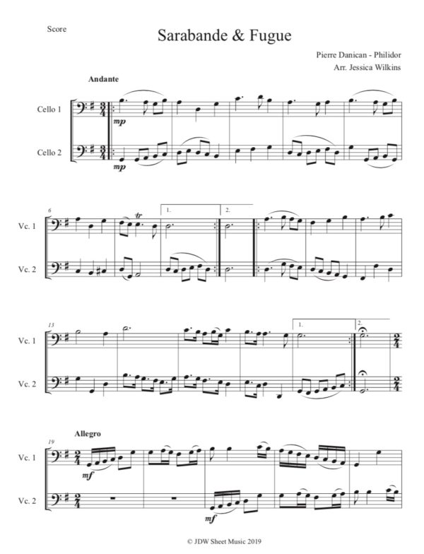 Philidor Sarabande & Fugue - Cello Duet (Digital Download)