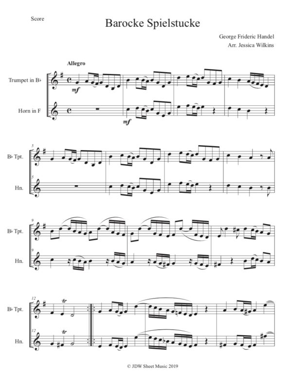 Handel Barocke Spielstucke – Trumpet & French horn Duet (Digital Download)