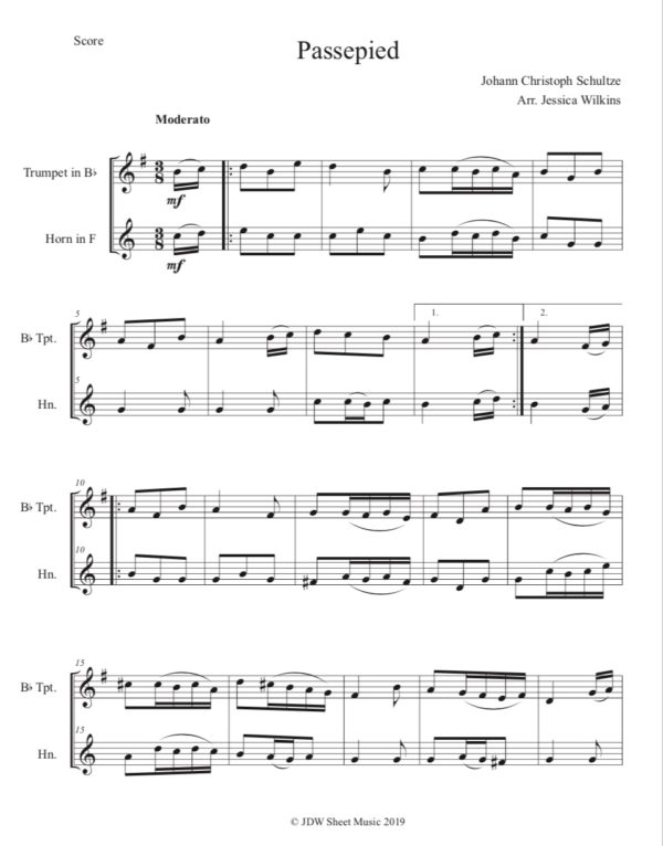 Schultze Passepied - Trumpet & French horn Duet (Digital Download)