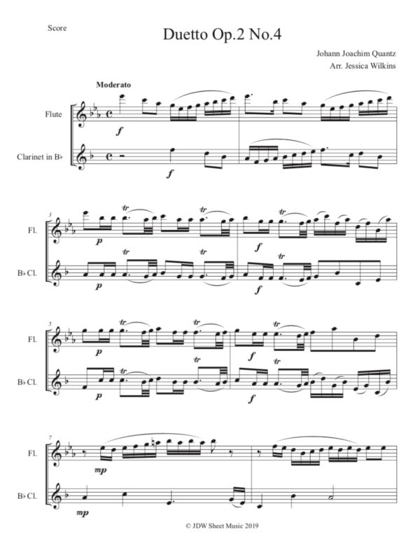 Quantz Flute & Clarinet Duet No.4 Op.2 (Digital Download)