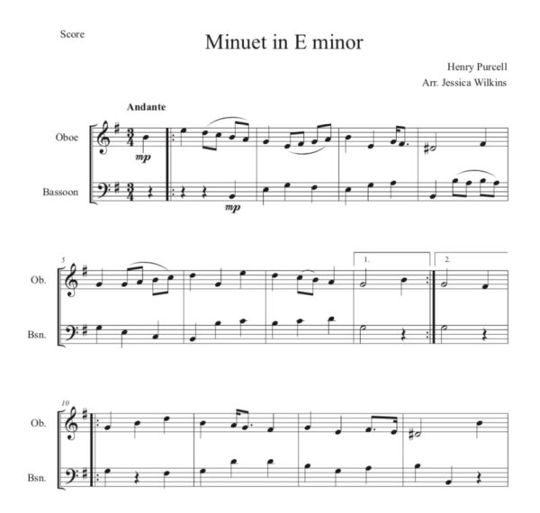 Purcell Oboe & Bassoon Duet in E minor (Digital Download)