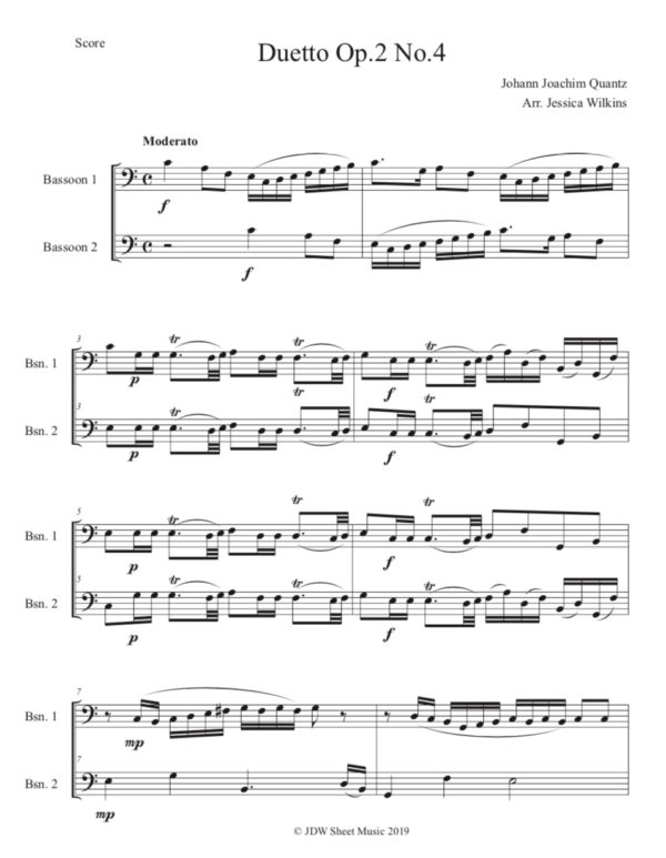 Quantz Bassoon Duet No.4 Op.2 (Digital Download)