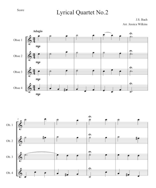 Bach Lyrical Oboe Quartet No.2 (Digital Download)