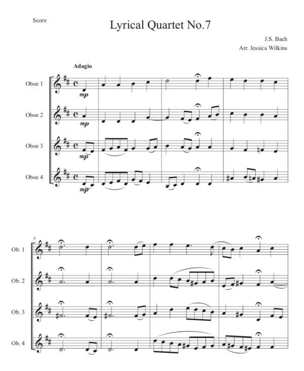 Bach Lyrical Oboe Quartet No.7 (Digital Download)