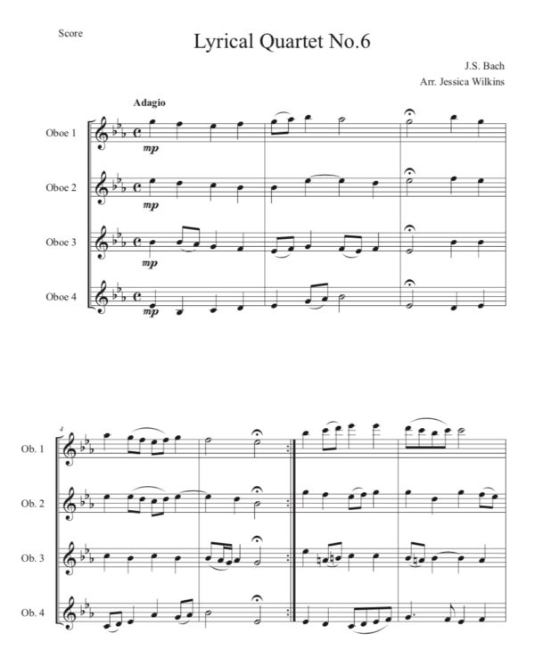 Bach Lyrical Oboe Quartet No.6 (Digital Download)