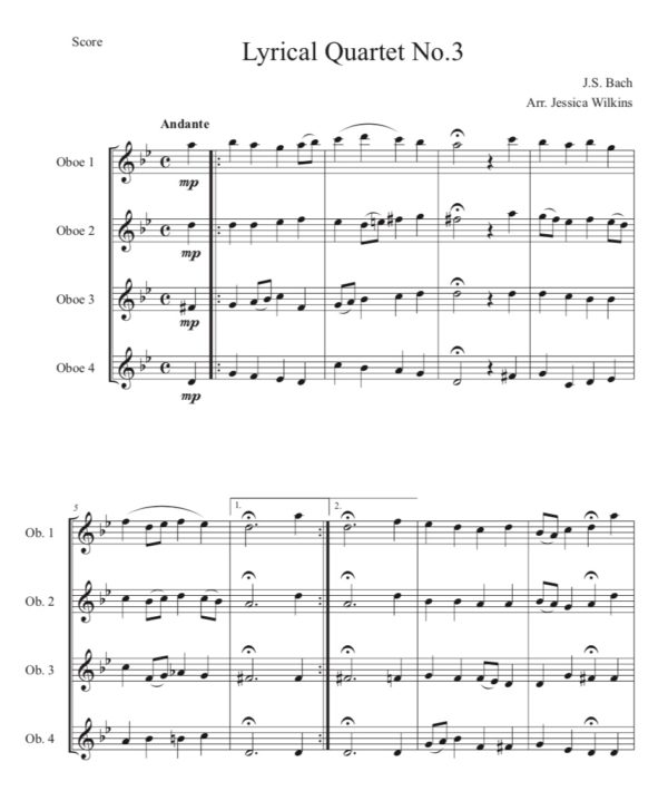 Bach Lyrical Oboe Quartet No.3 (Digital Download)