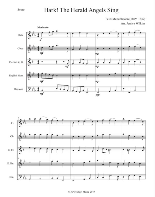Hark! The Herald Angels Sing - Lynne's Quintet (Digital Download)