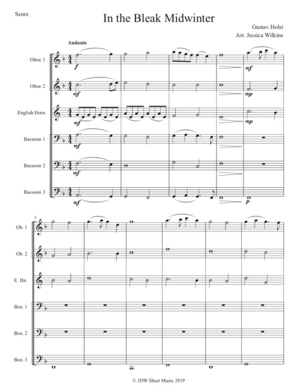 In the Bleak Midwinter - Double Reed Ensemble (Digital Download)