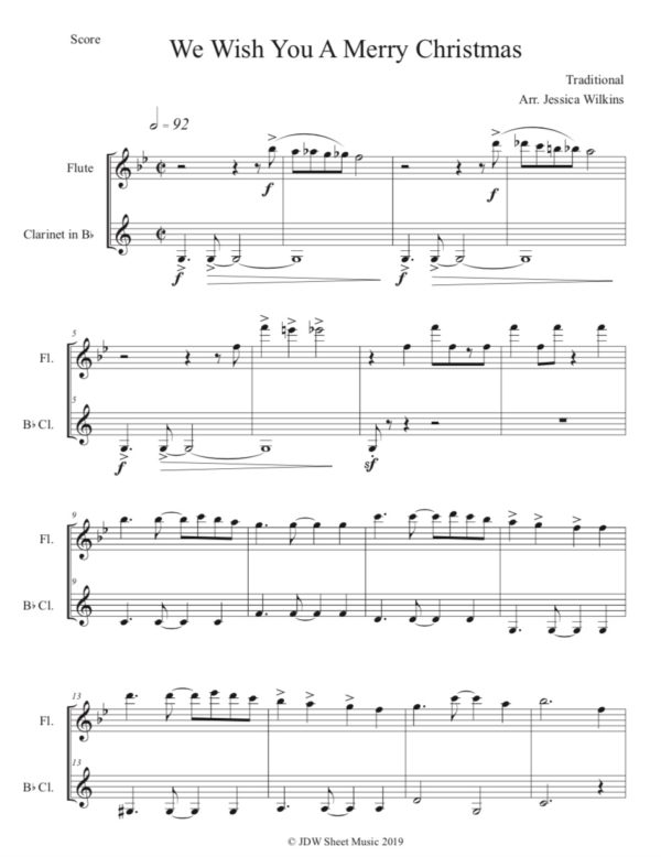 3 Short Xmas Duets - Flute & Clarinet (Digital Download)