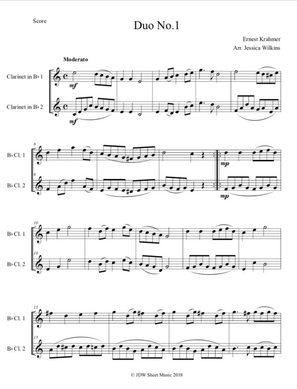 Krahmer Clarinet Duet No.1 (Digital Download)