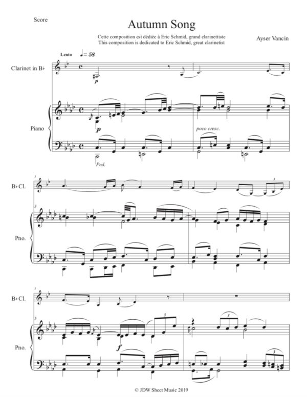 Autumn Song - Clarinet & Piano (Digital Download)