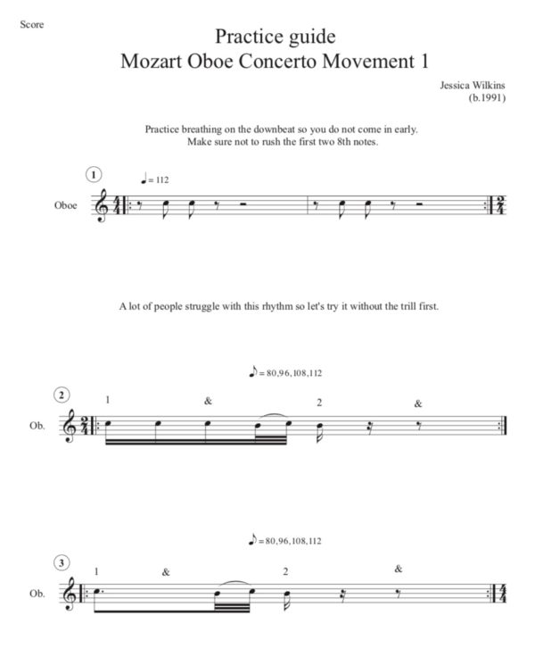 Practice Guide - Mozart Oboe Concerto Movement 1 (Digital Download)