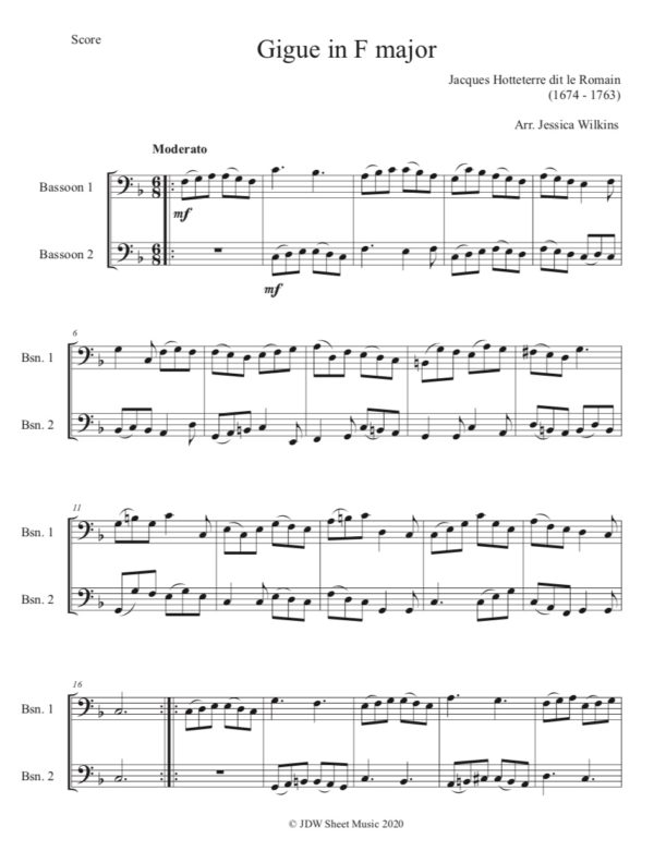 Romain Gigue in F Major - Bassoon Duet (Digital Download)