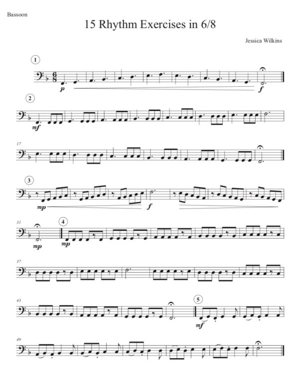 15 Rhythm Exercises in 6/8 - Solo bassoon (Digital Download)