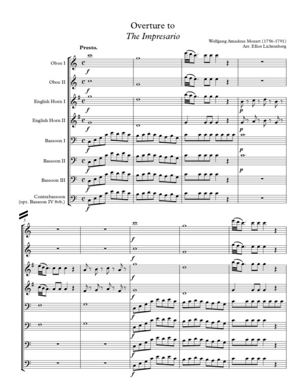 Mozart Impresario Overture - Double Reed Choir (Digital Download)